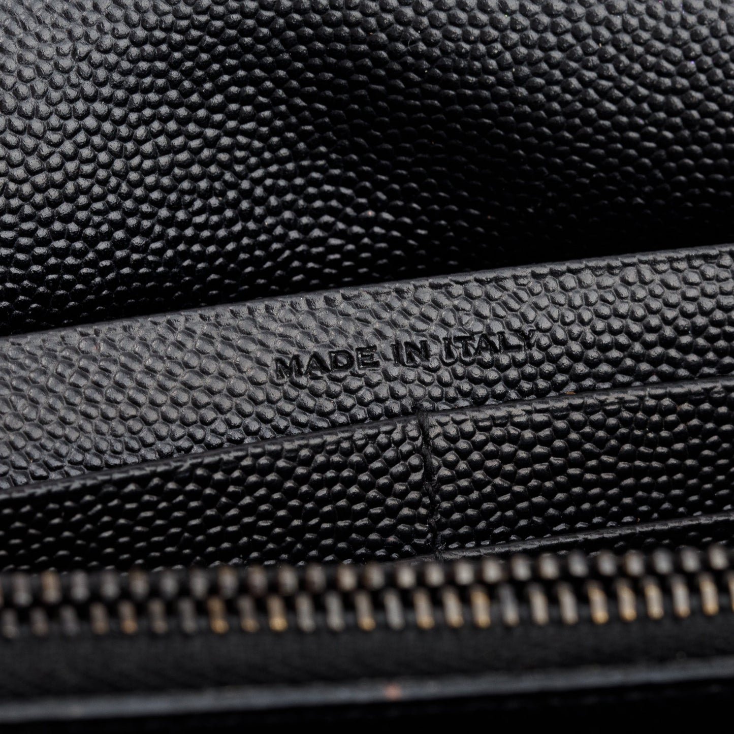 Saint Laurent Black Grained De Poudre White Contrast Trim Cassandre Matelasse Chain Wallet