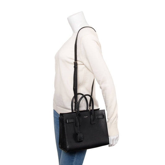 Saint Laurent Black Grained Leather Baby Sac De Jour