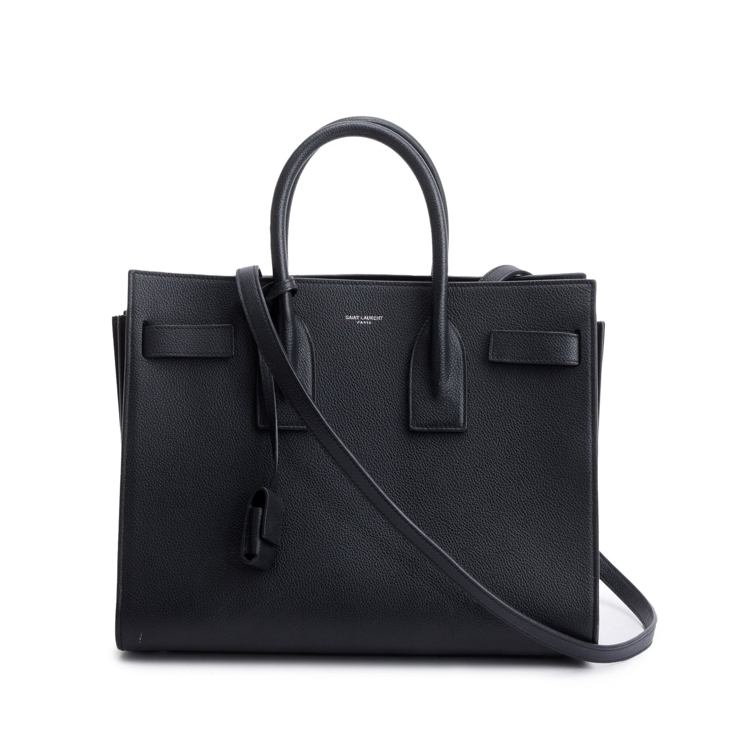 Saint Laurent Black Grained Leather Small Sac De Jour