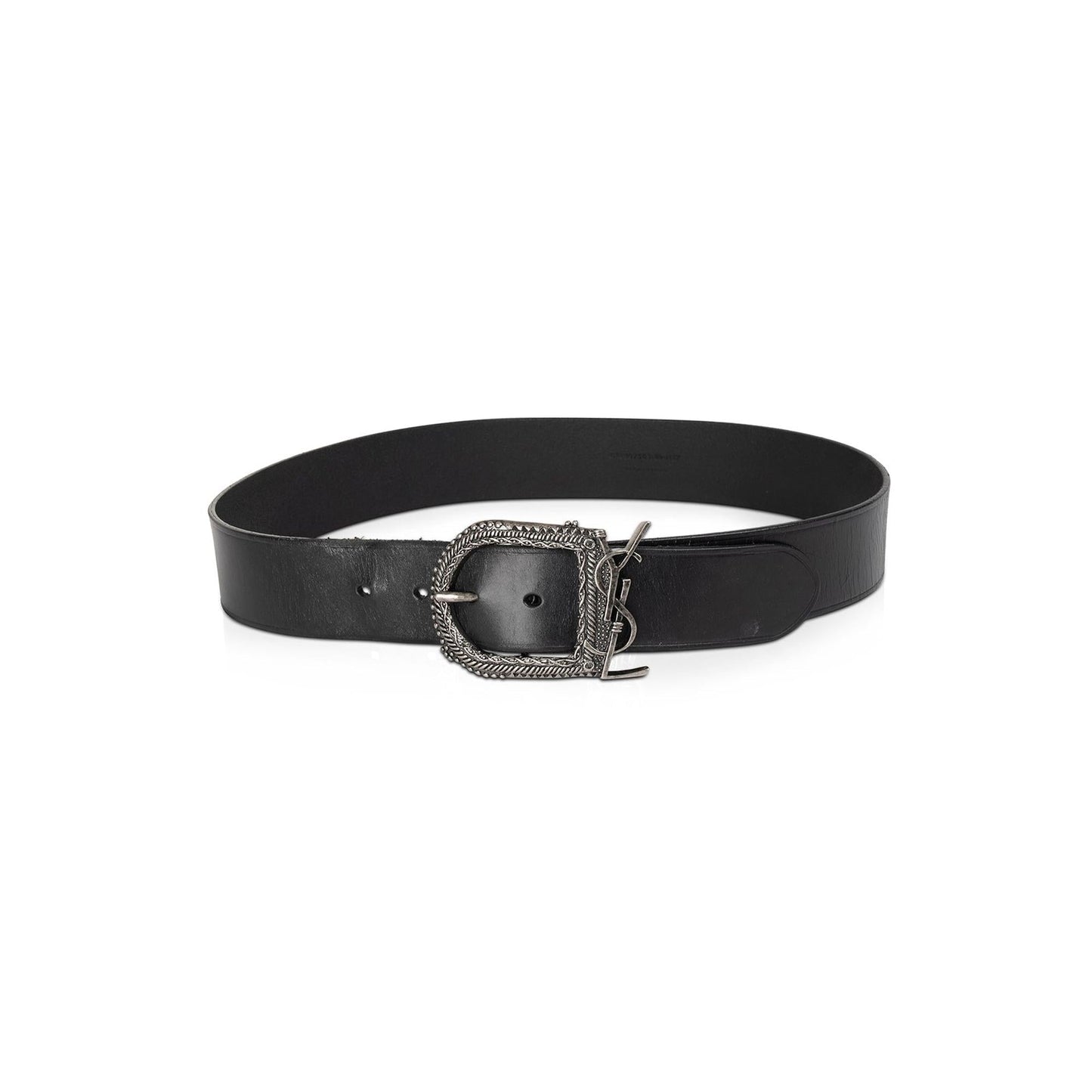 Saint Laurent Black Leather Celtic Belt