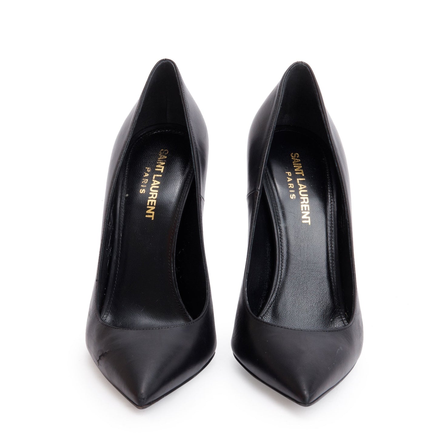 Saint Laurent Black Leather Opyum Pumps, Size 37