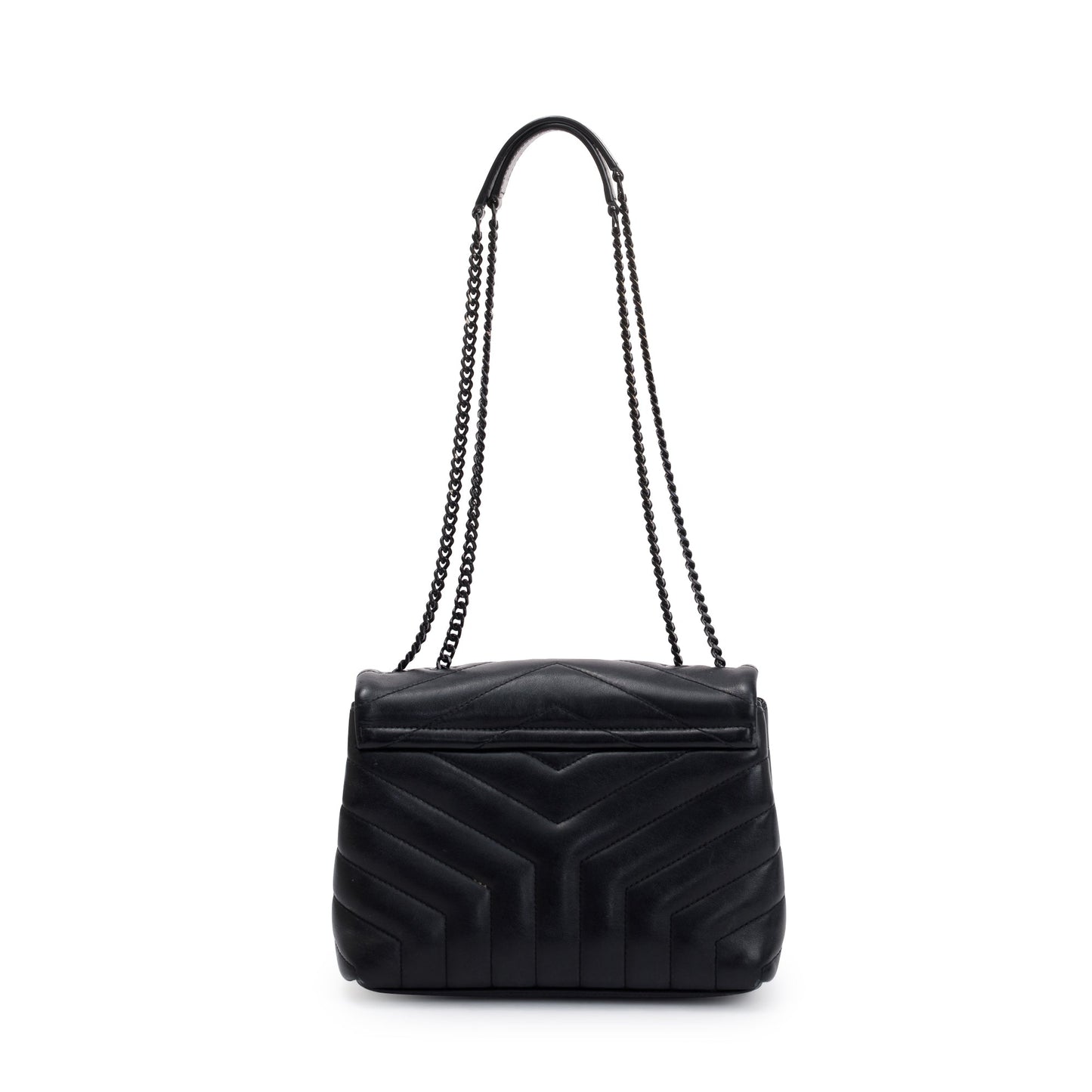 Saint Laurent Black Leather Small Loulou Chain Shoulder Bag