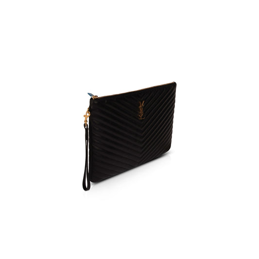 Saint Laurent Black Matelasse Document Holder
