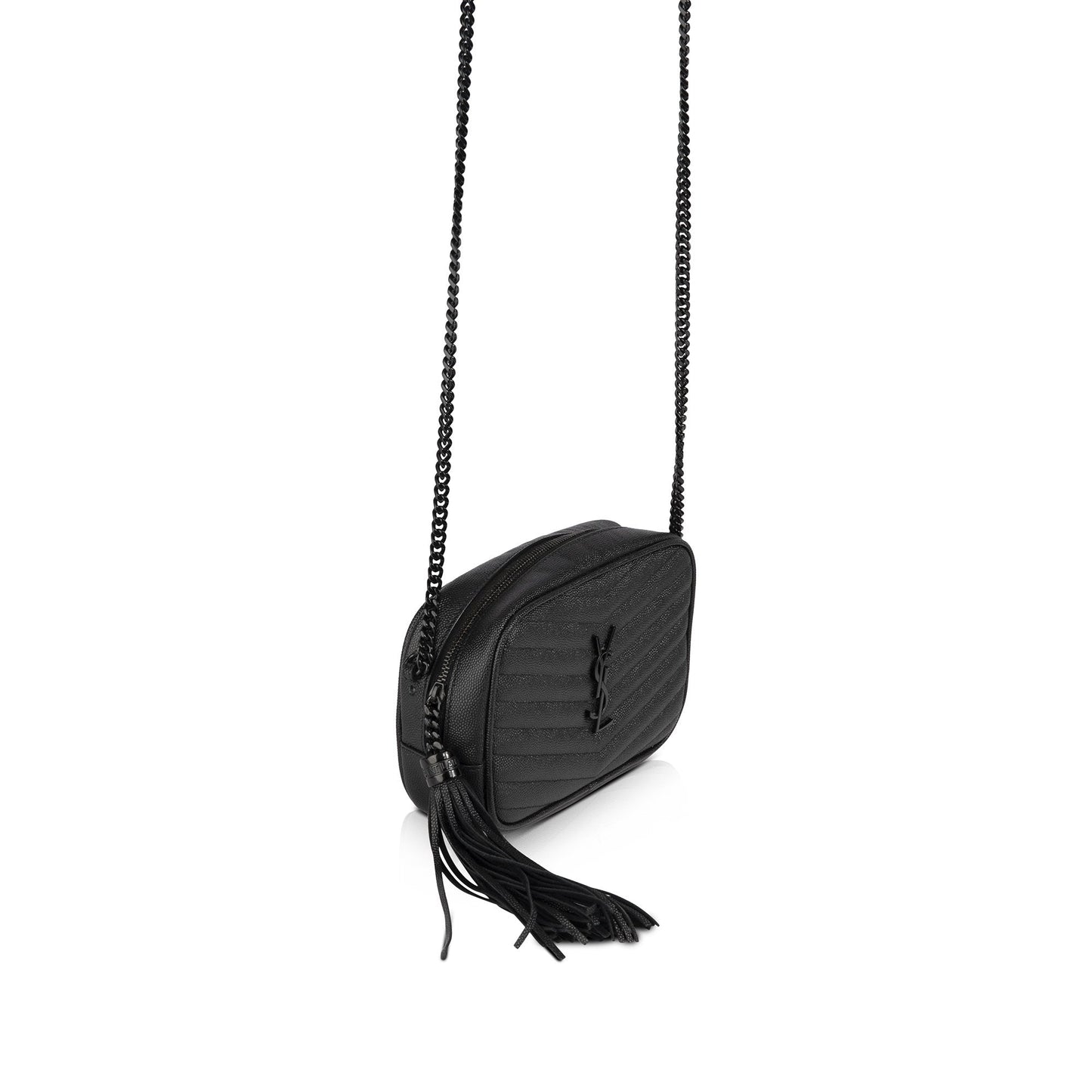 Saint Laurent Black Matelasse Lou Mini Crossbody Bag