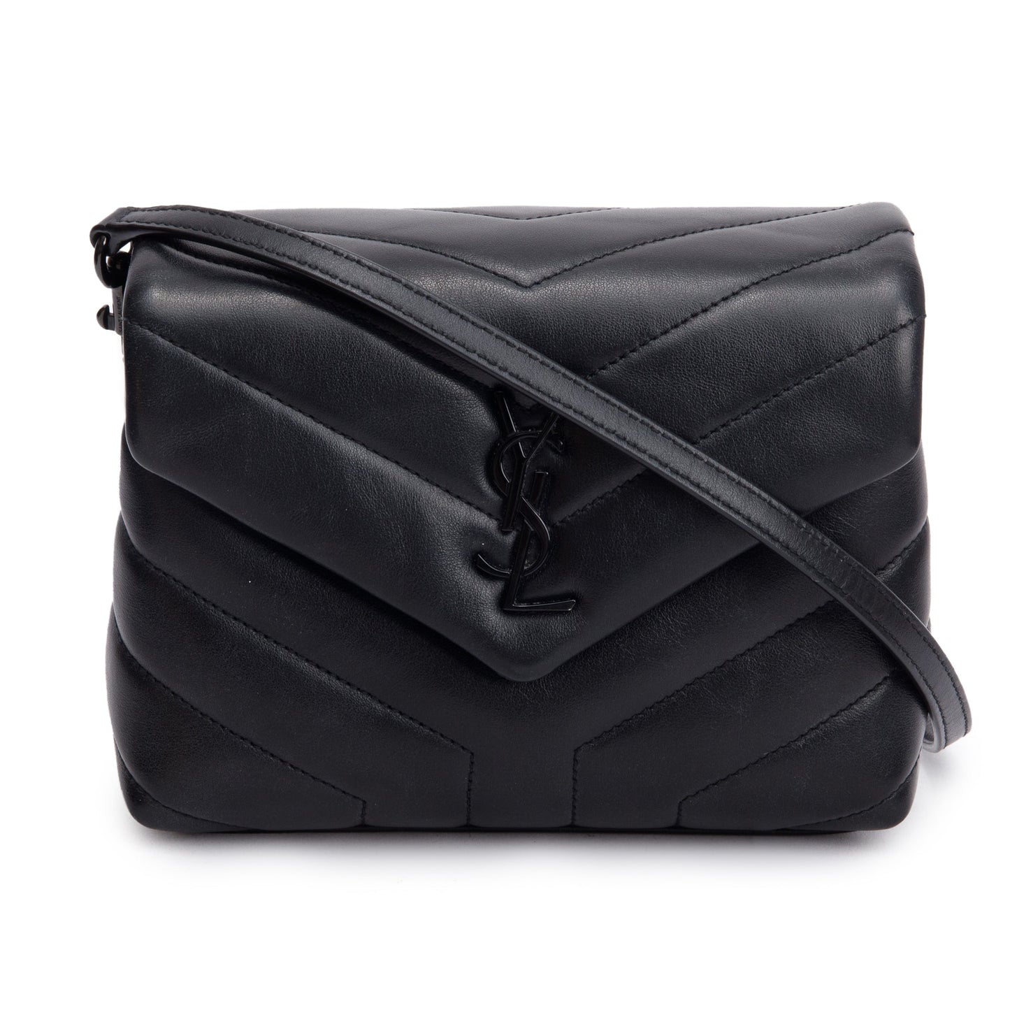 Saint Laurent Black Monogram Matelasse Toy Loulou Crossbody Bag