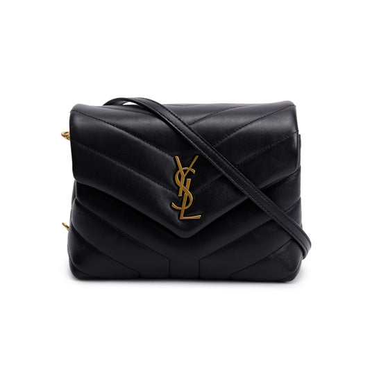 Saint Laurent Black Monogram Matelasse Toy Loulou Crossbody Bag