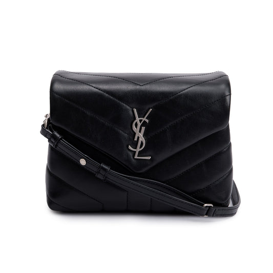 Saint Laurent Black Monogram Matelasse Toy Loulou Crossbody Bag