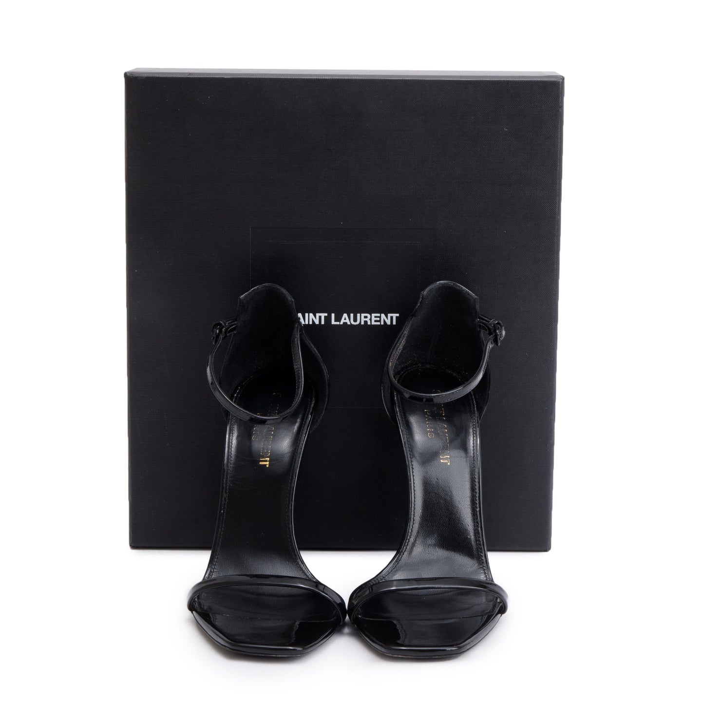 Saint Laurent Black Patent Leather Opyum Sandals, Size 38