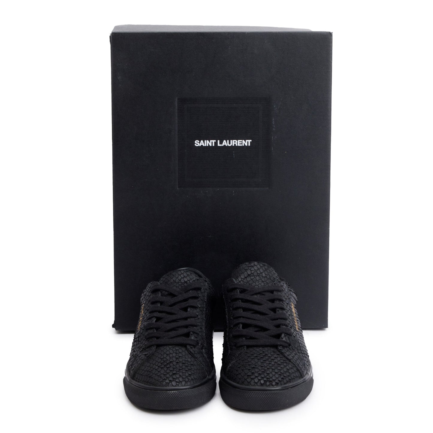 Saint Laurent Black Python Effect Calfskin Leather Andy Sneakers, Size 36