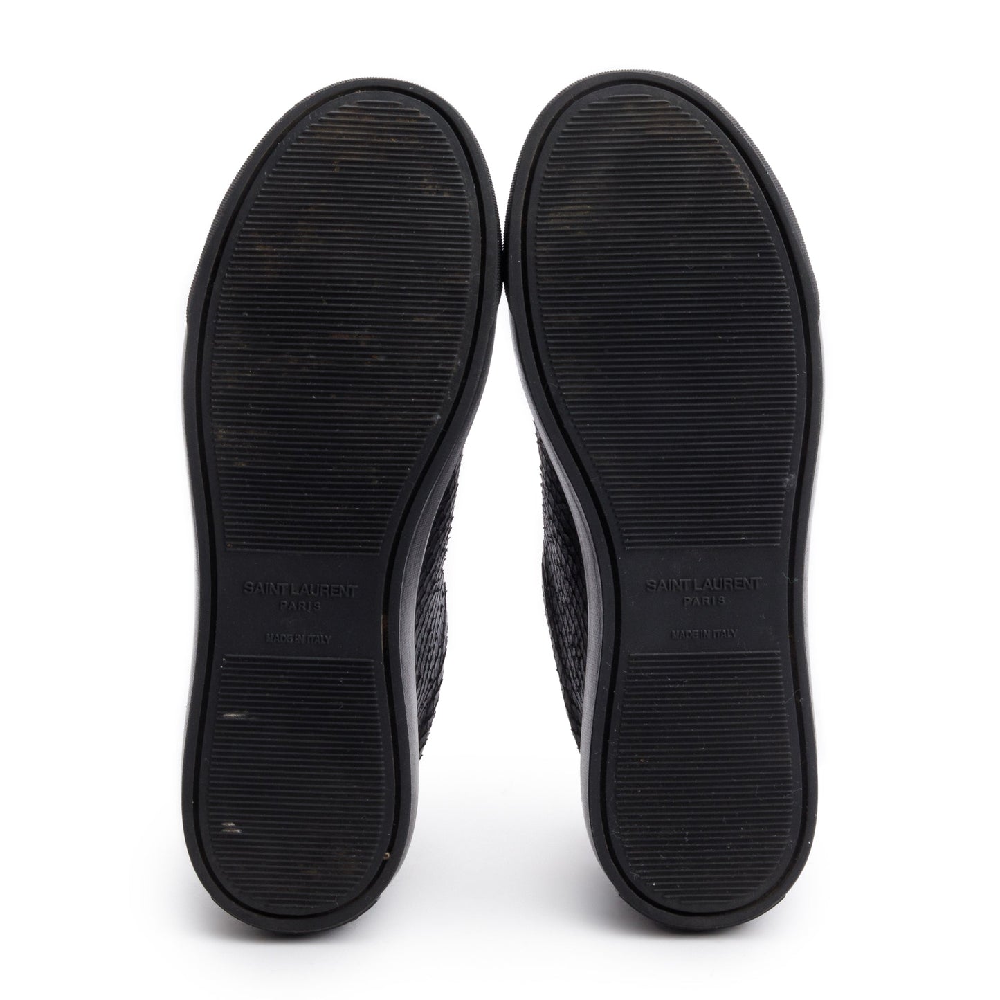 Saint Laurent Black Python Effect Calfskin Leather Andy Sneakers, Size 36