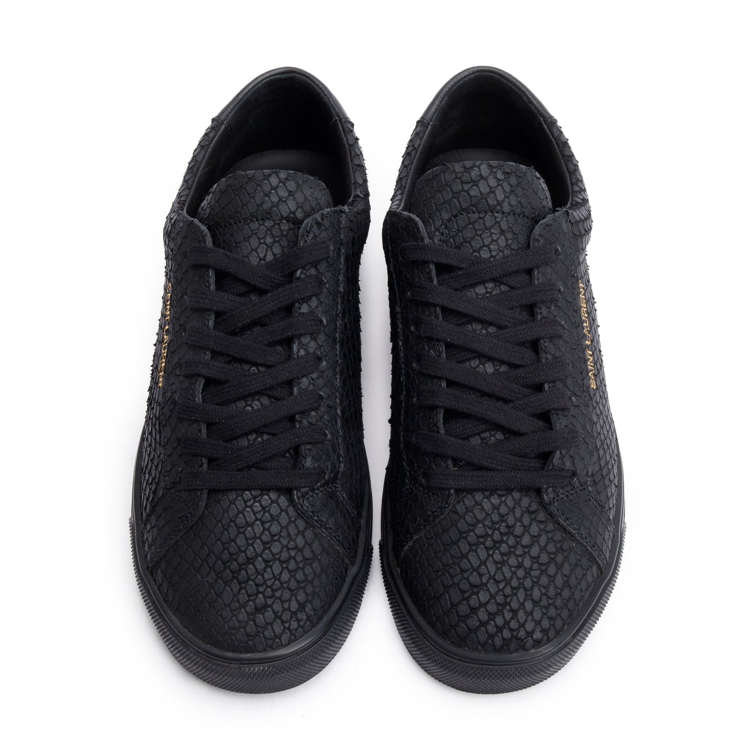 Saint Laurent Black Python Effect Calfskin Leather Andy Sneakers, Size 36