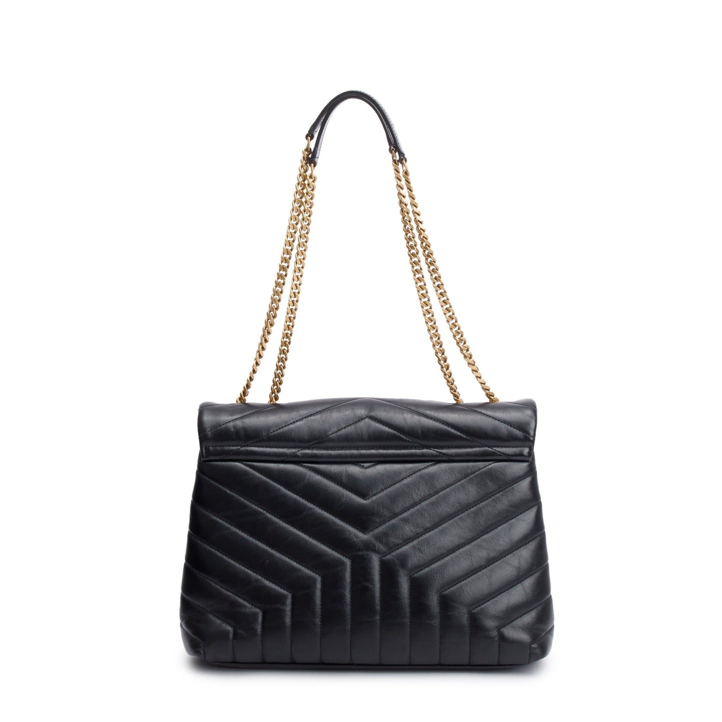 Saint Laurent Black Quilted Calfskin Leather Medium Loulou Shoulder Bag