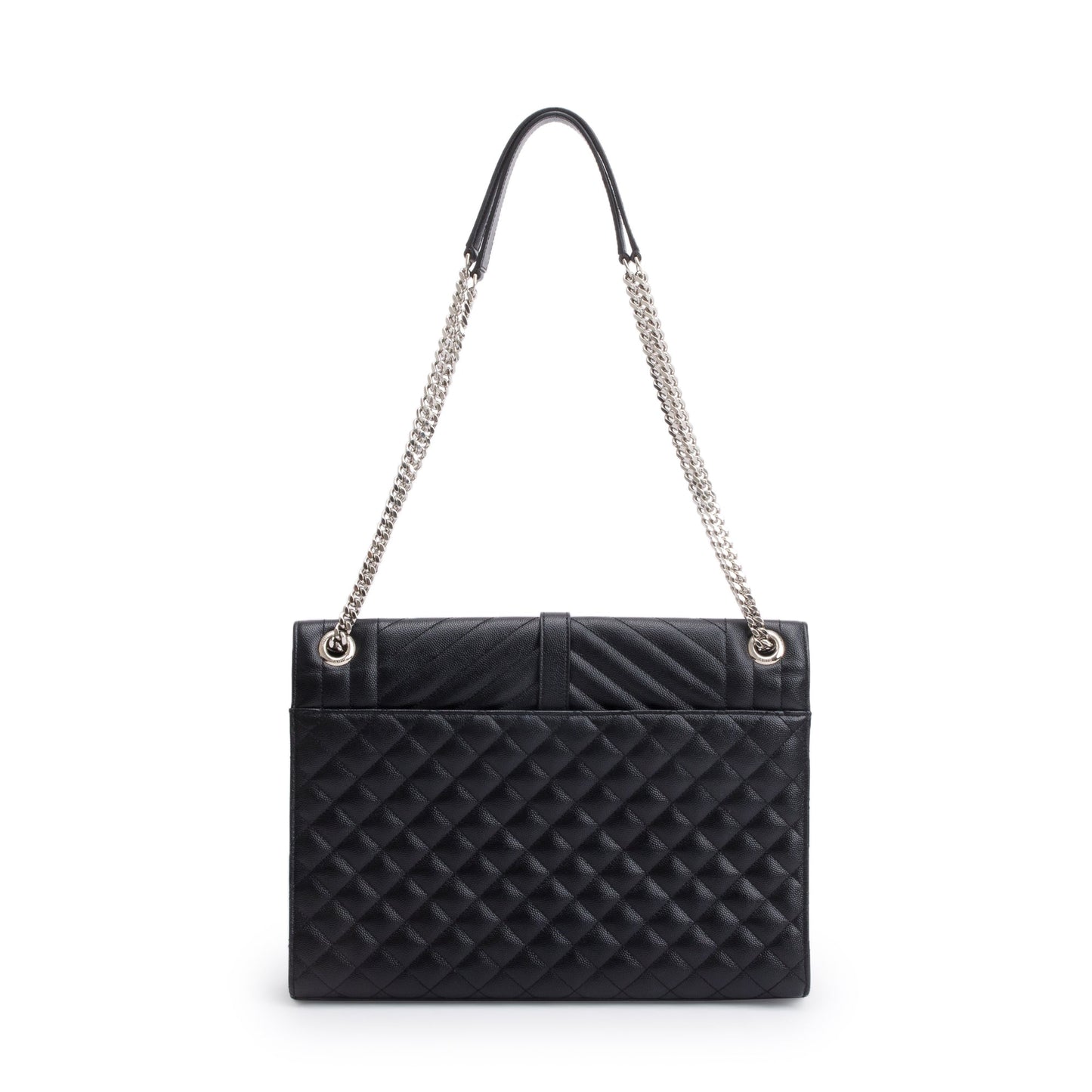 Saint Laurent Black Quilted Grain De Poudre Leather Large Envelope Chain Bag