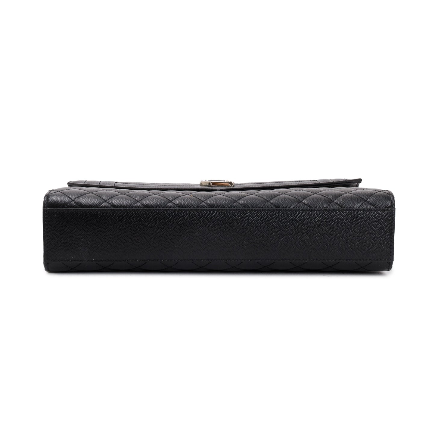 Saint Laurent Black Quilted Grain De Poudre Leather Large Envelope Chain Bag