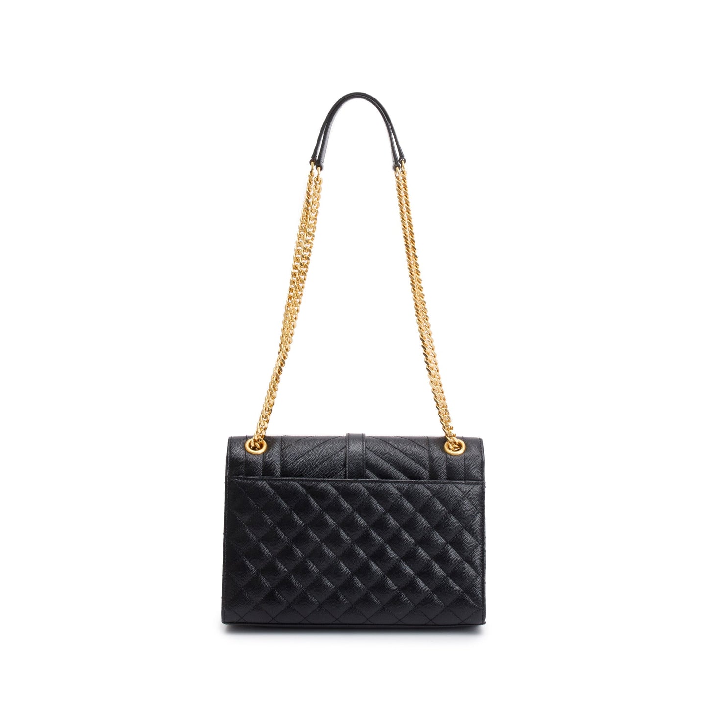 Saint Laurent Black Quilted Grain De Poudre Leather Medium Envelope Chain Bag