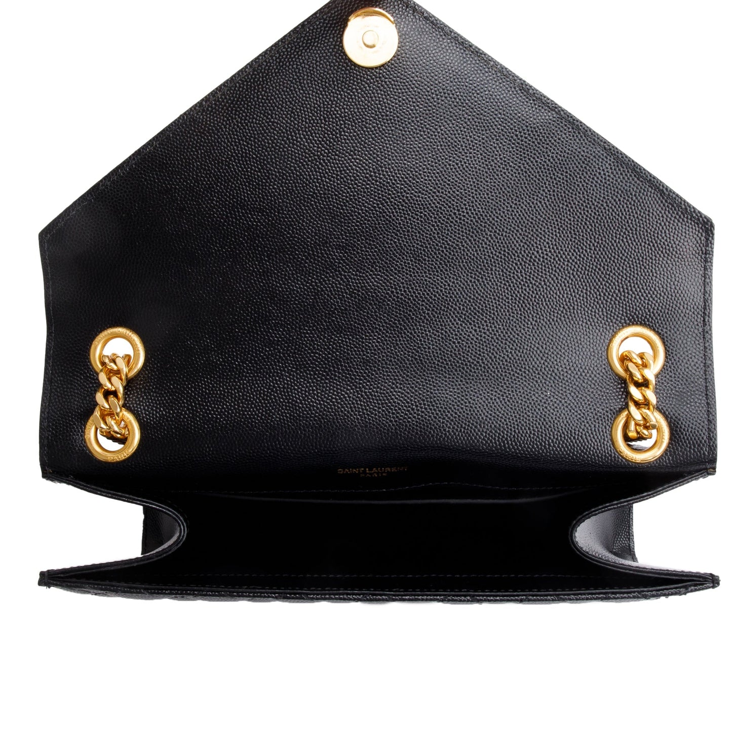 Saint Laurent Black Quilted Grain De Poudre Leather Medium Envelope Chain Bag