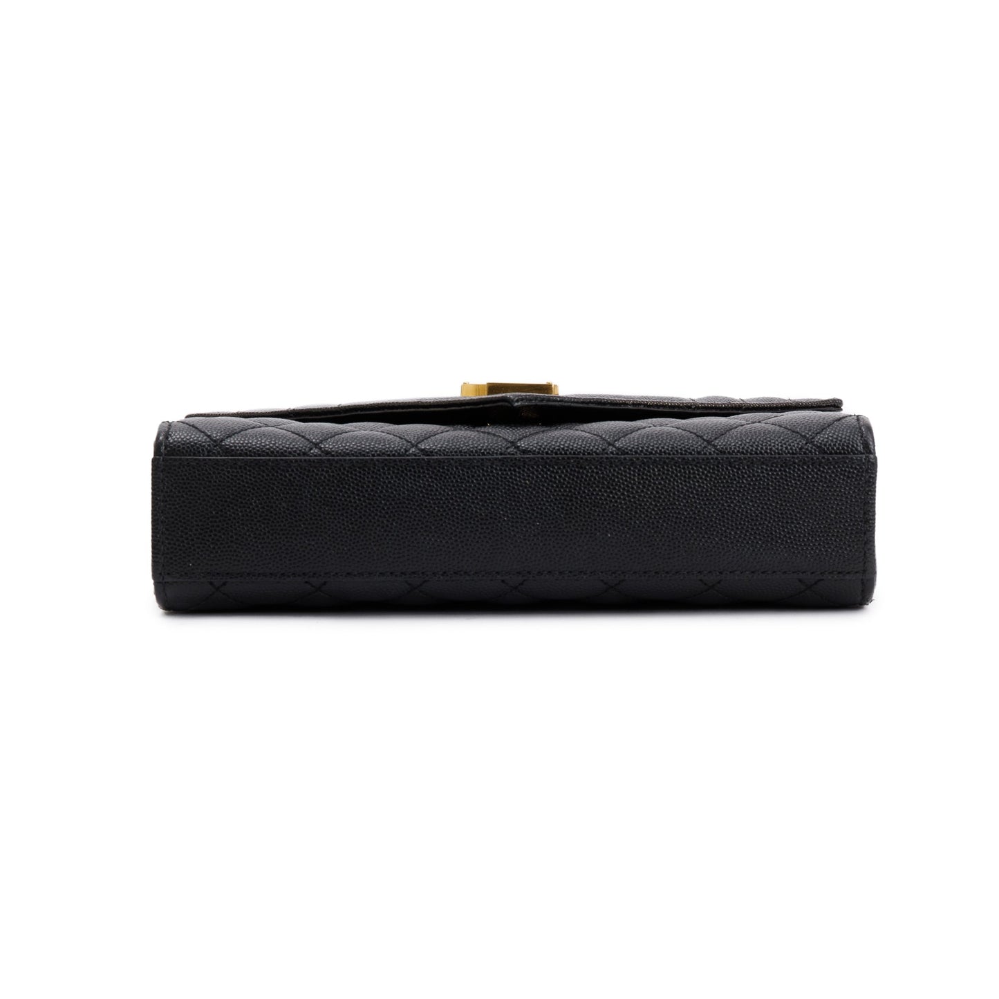Saint Laurent Black Quilted Grain De Poudre Leather Small Envelope Chain Bag