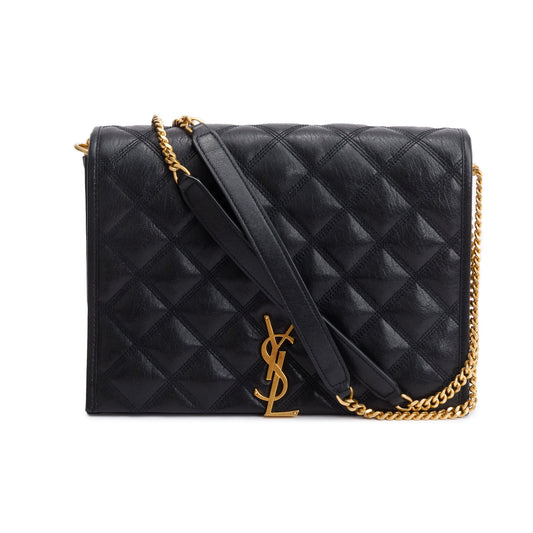 Saint Laurent Black Quilted Leather Small Becky Chain Bag