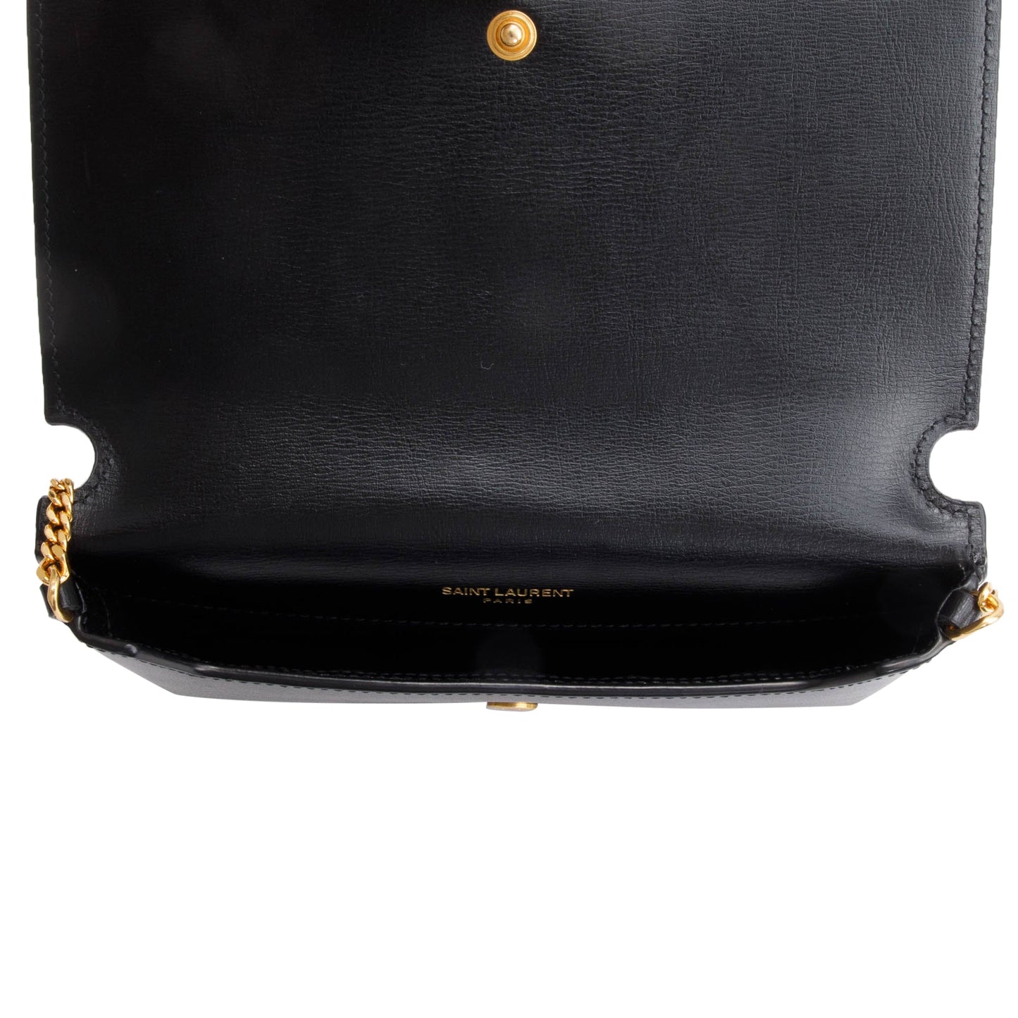 Saint Laurent Black Smooth Leather Cassandre Phone Holder Bag