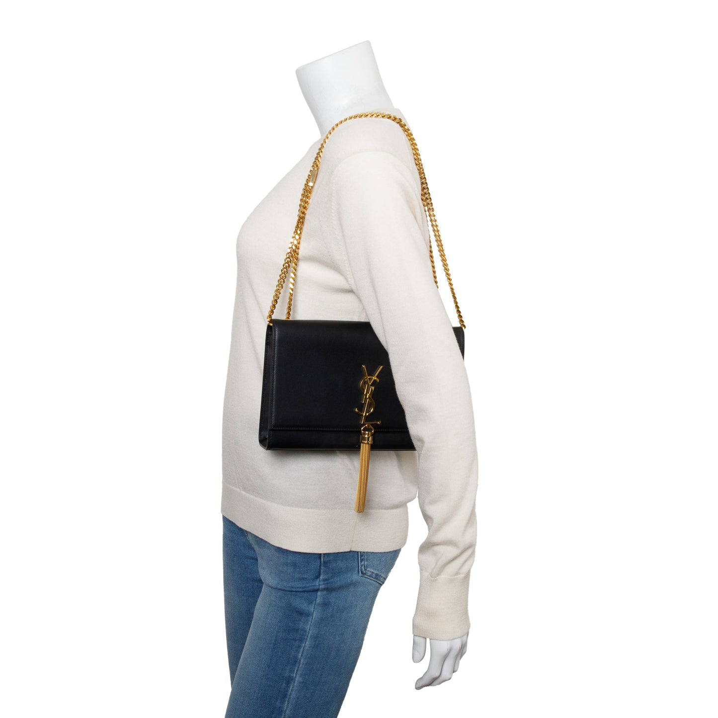 Saint Laurent Black Smooth Leather Medium Kate Tassel Bag
