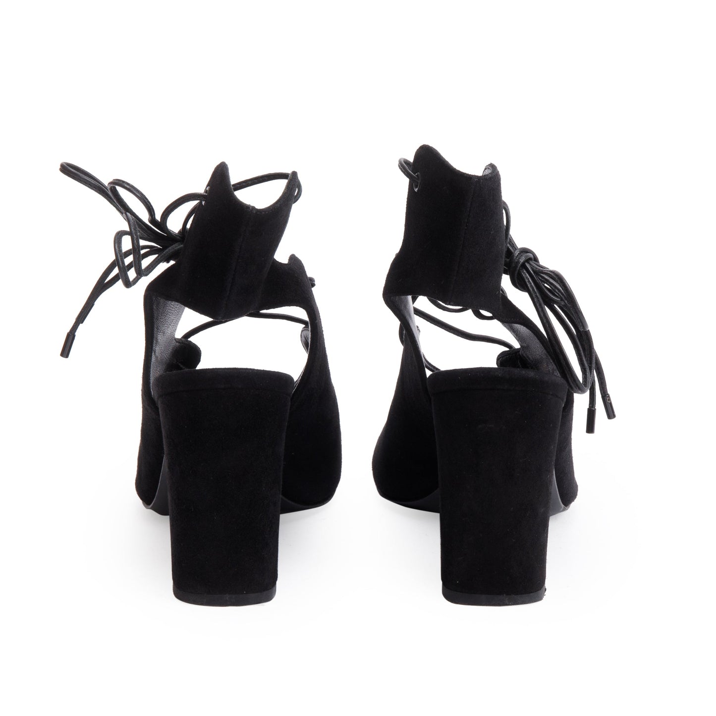 Saint Laurent Black Suede Babies Lace-Up Sandals, Size 36.5