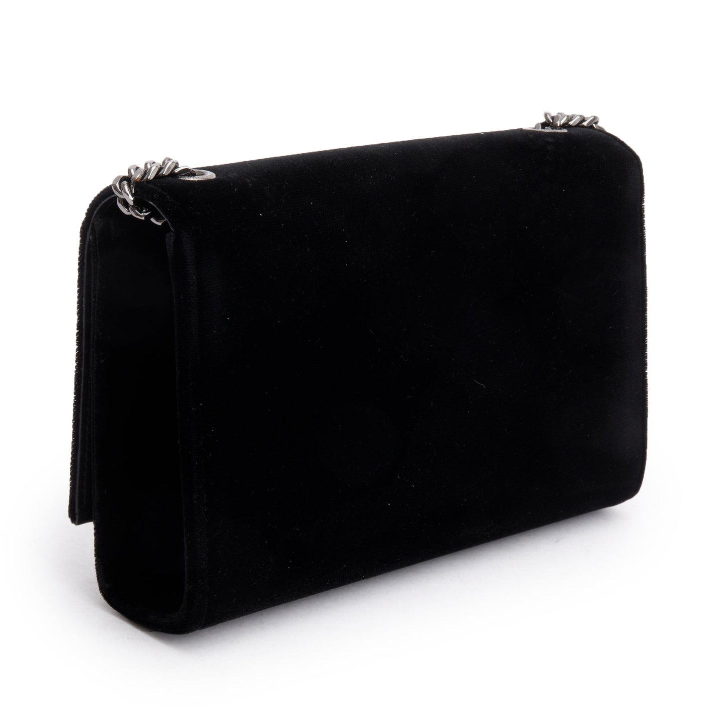 Saint Laurent Black Velvet Crystal Small Kate Tassel Bag