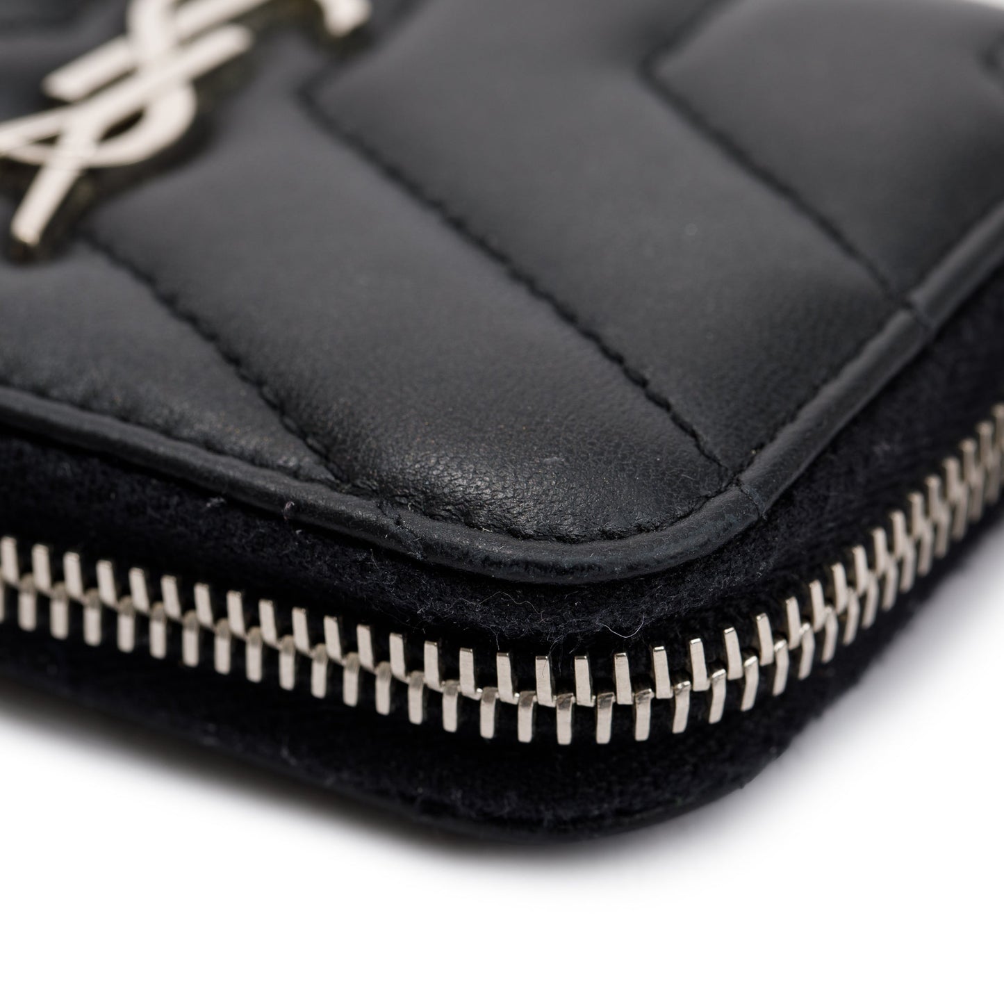 Saint Laurent Black Y Quilted Leather Coin Card Wallet