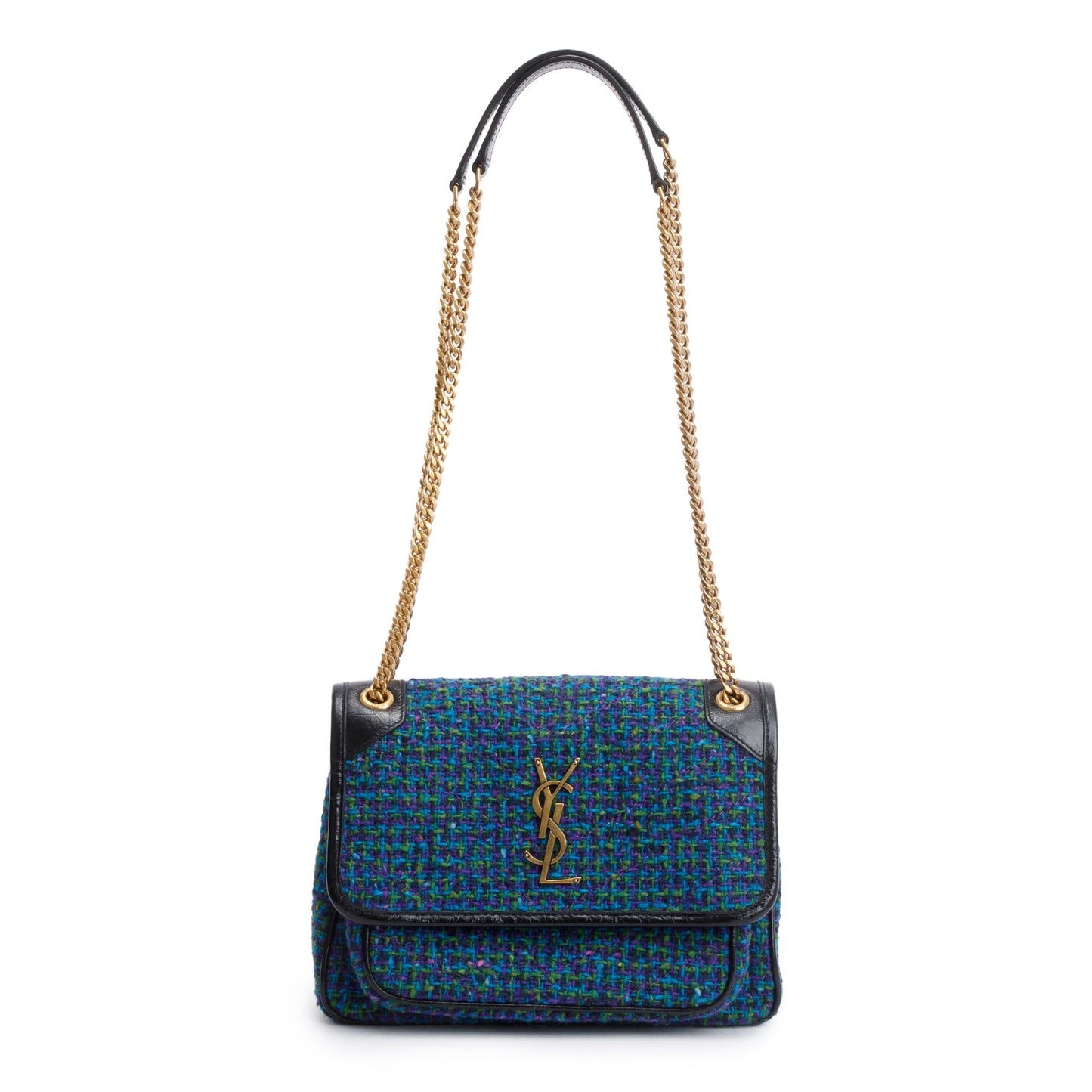 Saint Laurent Blue Tweed Niki Shoulder Bag