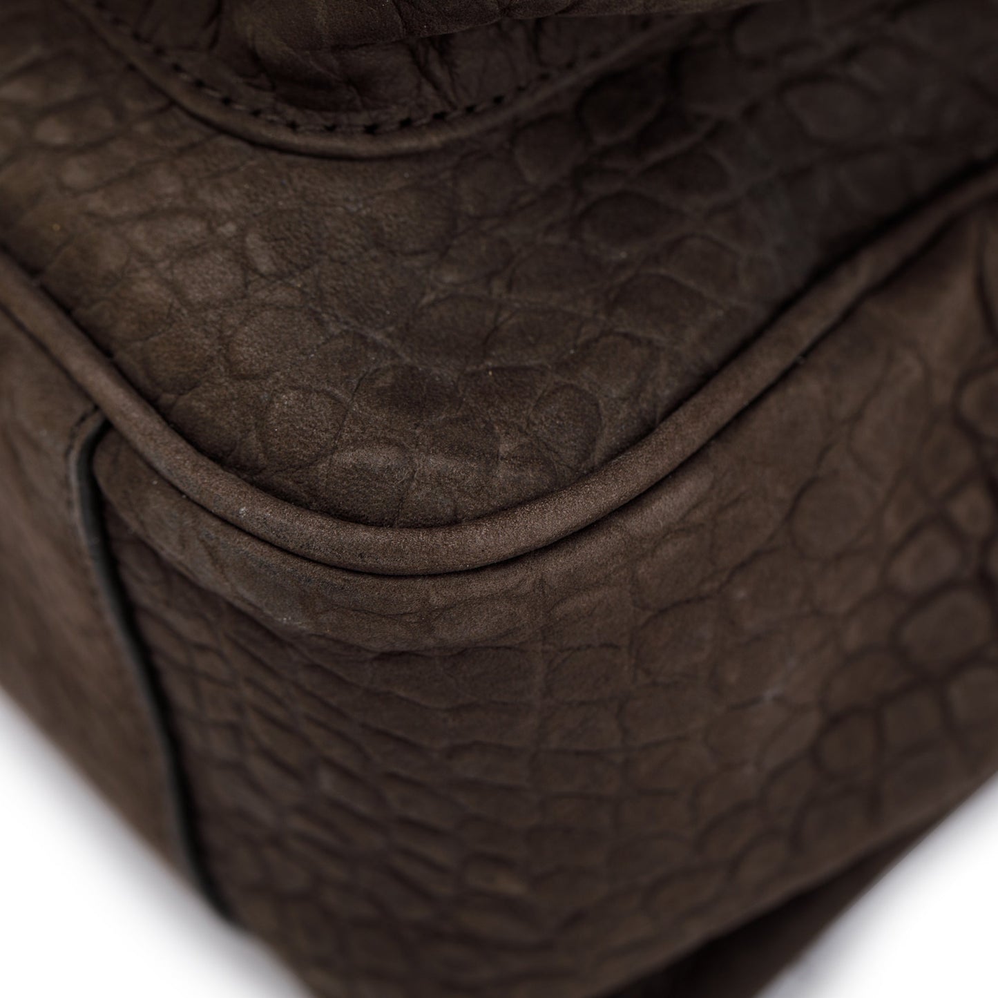 Saint Laurent Brown Crocodile Embossed Nubuck Medium Niki Shoulder Bag