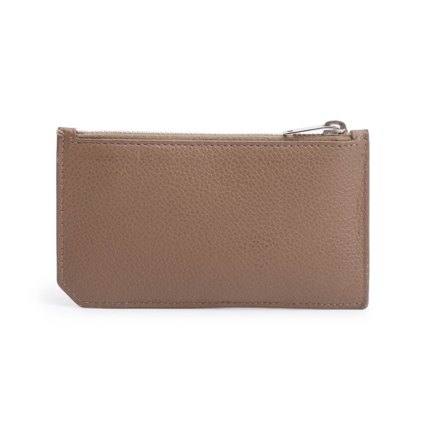 Saint Laurent Brown Grain De Poudre Paris Fragments Zipped Card Case