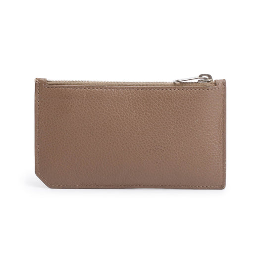 Saint Laurent Brown Grain De Poudre Paris Fragments Zipped Card Case