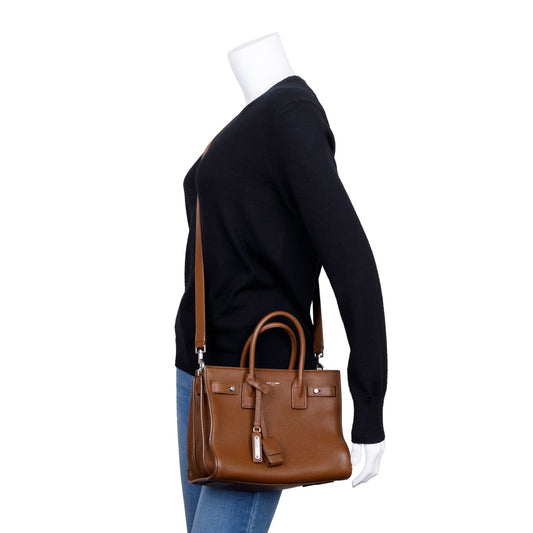 Saint Laurent Brown Grained Calfskin Leather Baby Sac De Jour