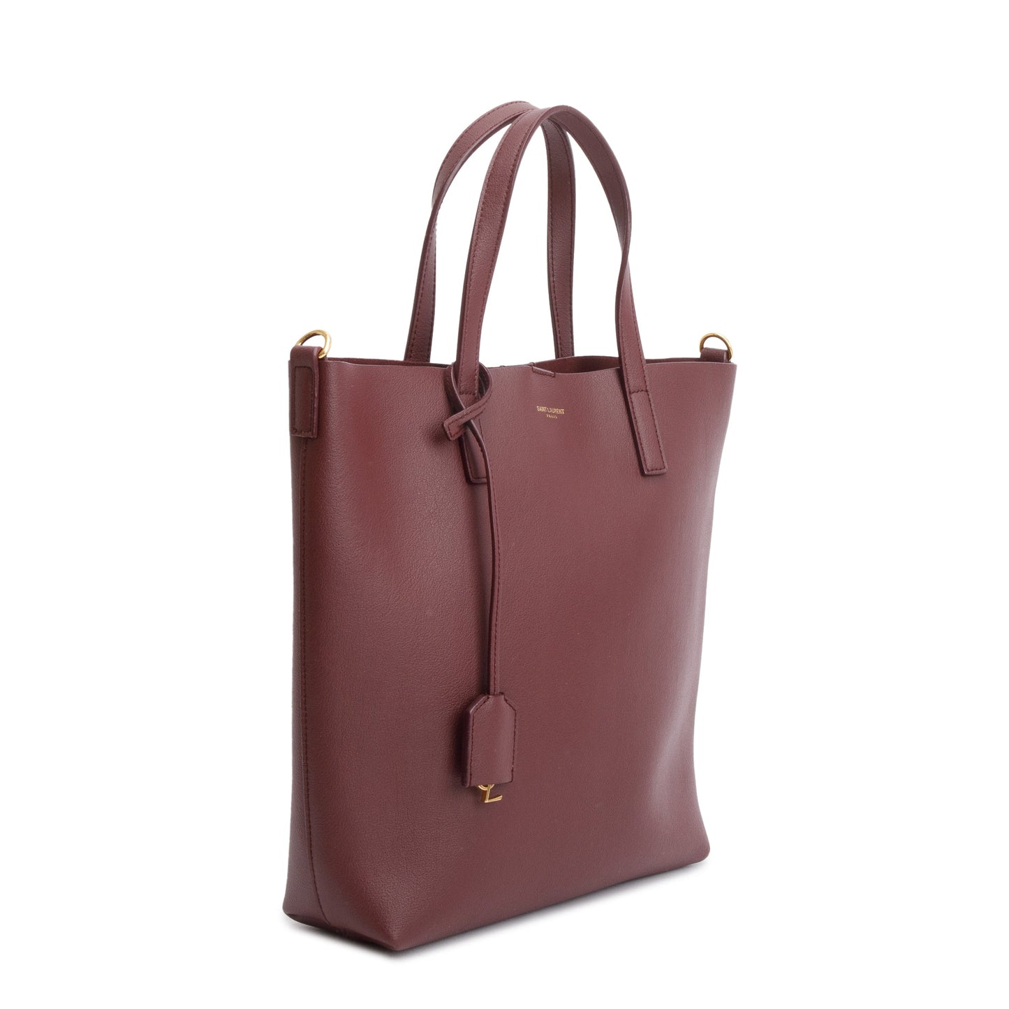 Saint Laurent Burgundy Calfskin Leather Toy Shopping Tote
