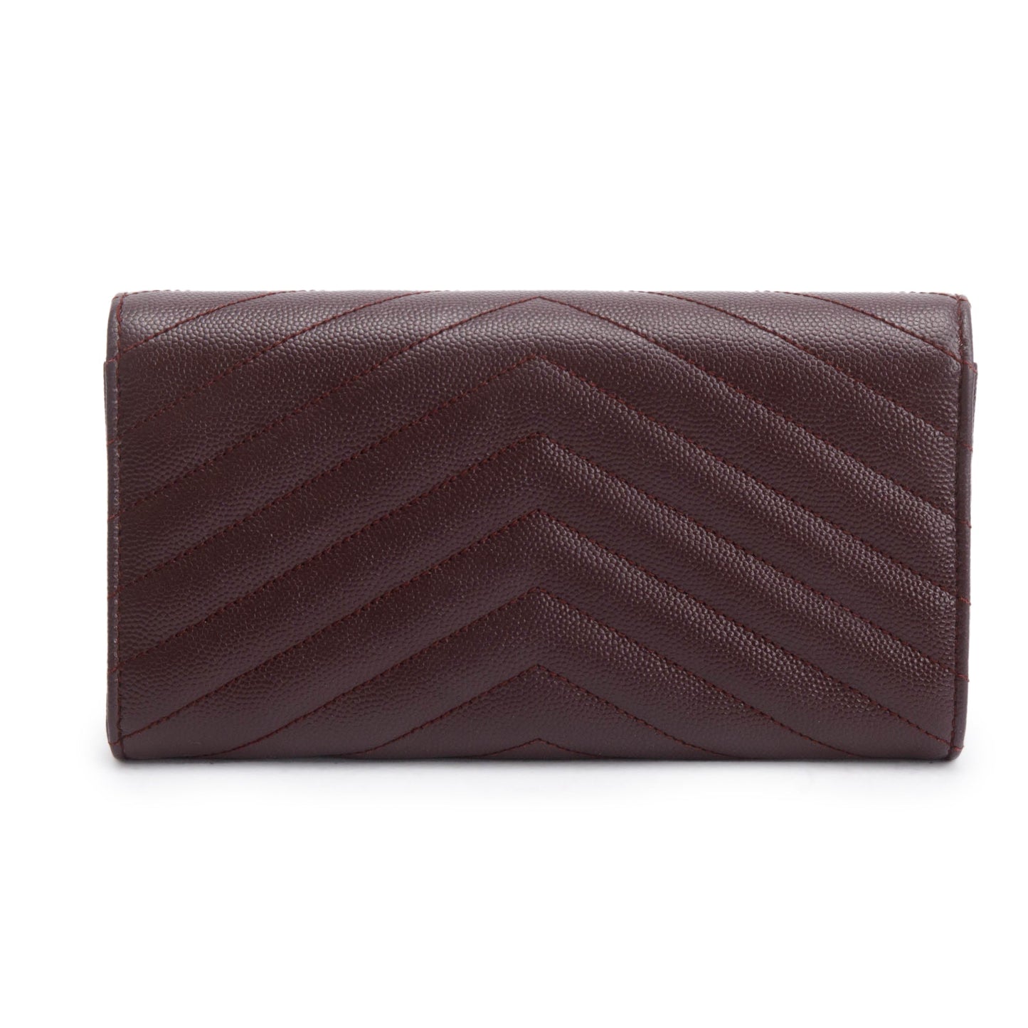 Saint Laurent Burgundy Grain De Poure Cassandre Matelasse Large Flap Wallet