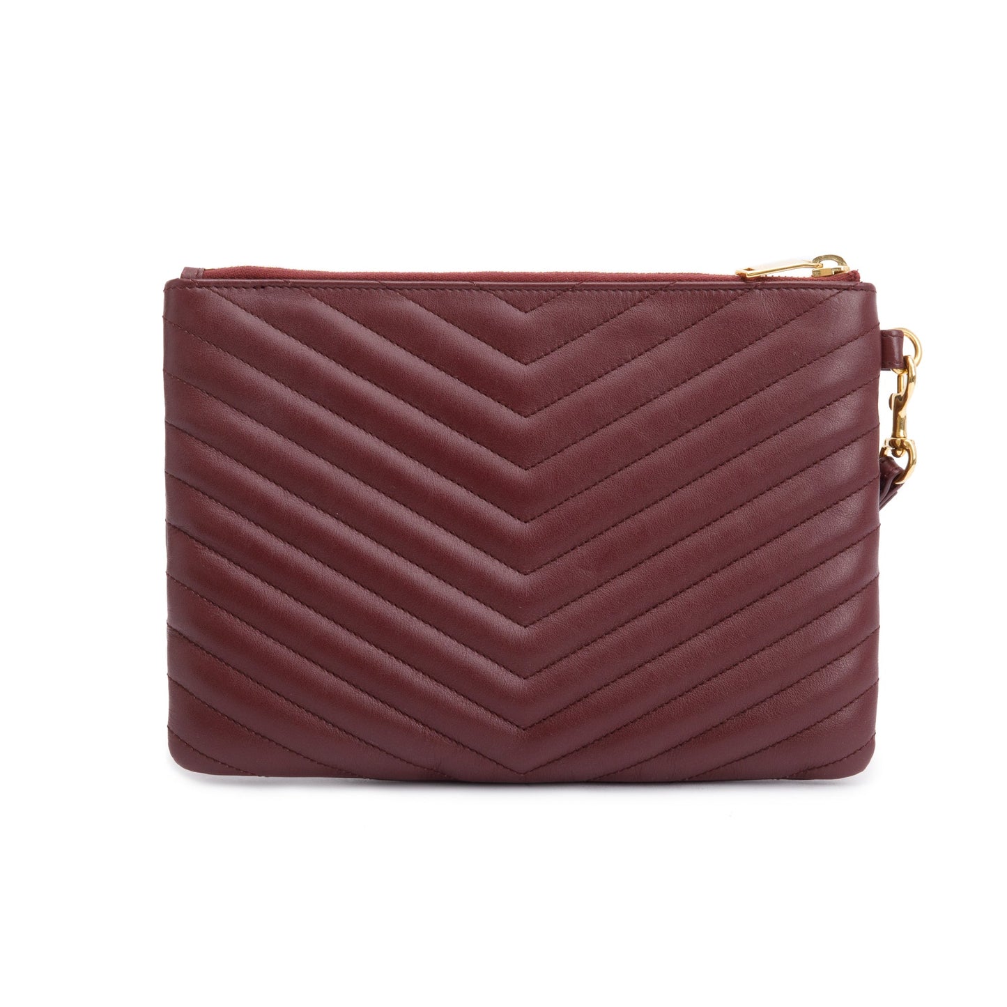 Saint Laurent Burgundy Leather Cassandre Matelasse A5 Pouch