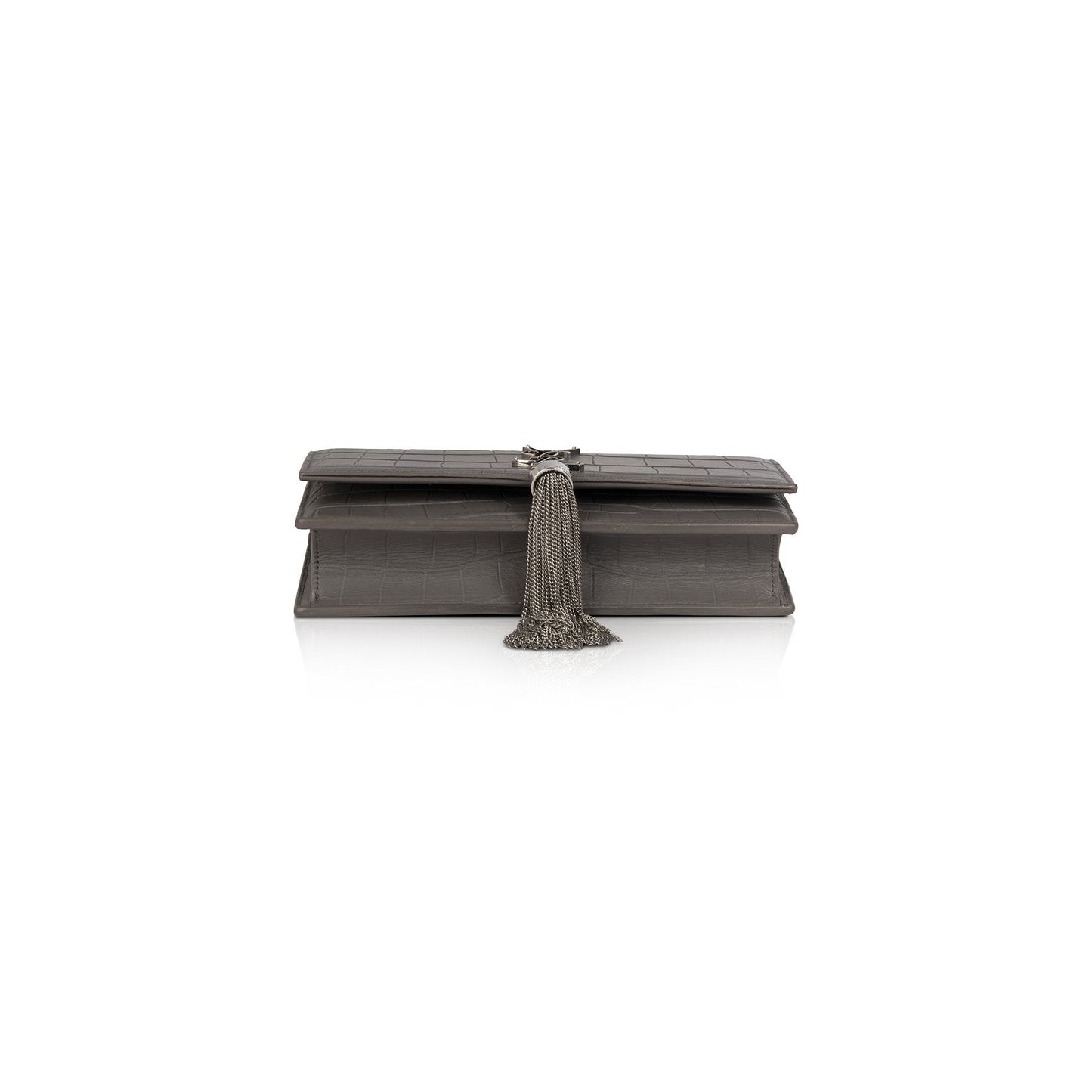 Saint Laurent Croc Embossed Kate Tassel Wallet on Chain