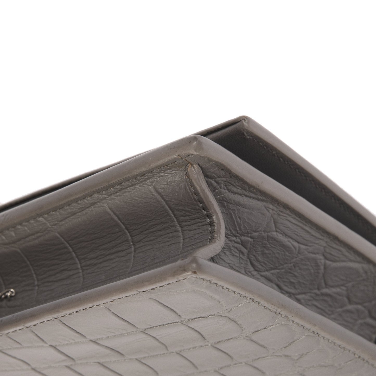 Saint Laurent Croc Embossed Kate Tassel Wallet on Chain
