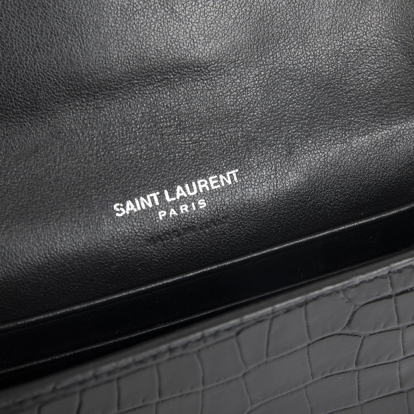 Saint Laurent Croc Embossed Small Envelope Wallet