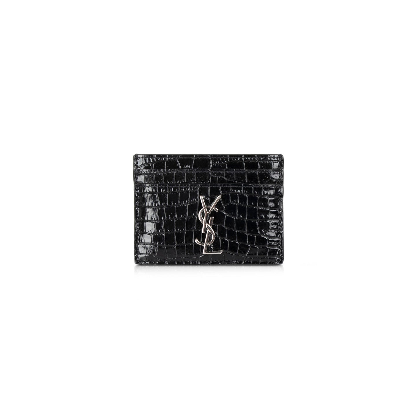 Saint Laurent Crocodile Embossed Cassandre Card Case