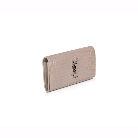 Saint Laurent Crocodile Embossed Continental Wallet