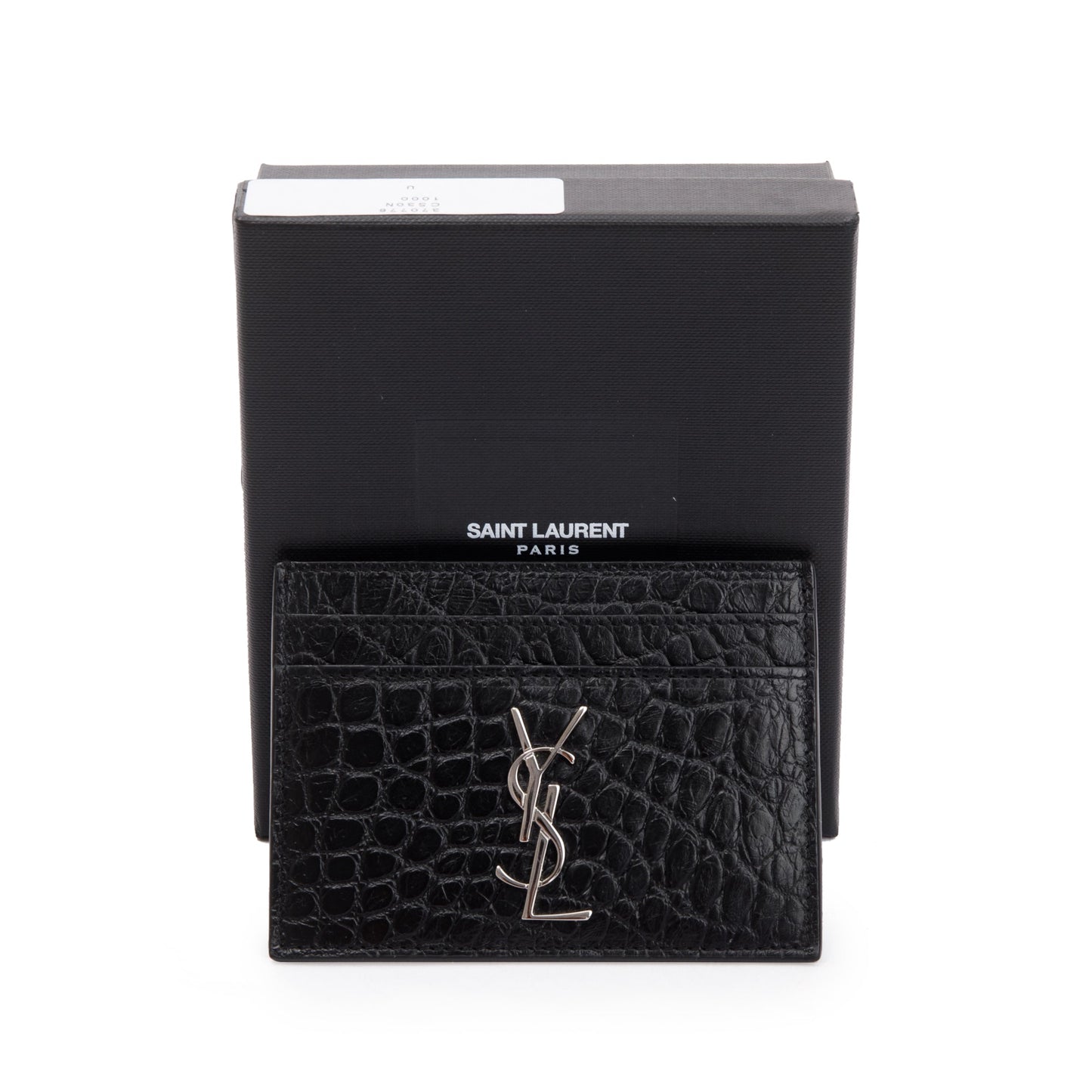 Saint Laurent Crocodile Embossed Leather Card Holder
