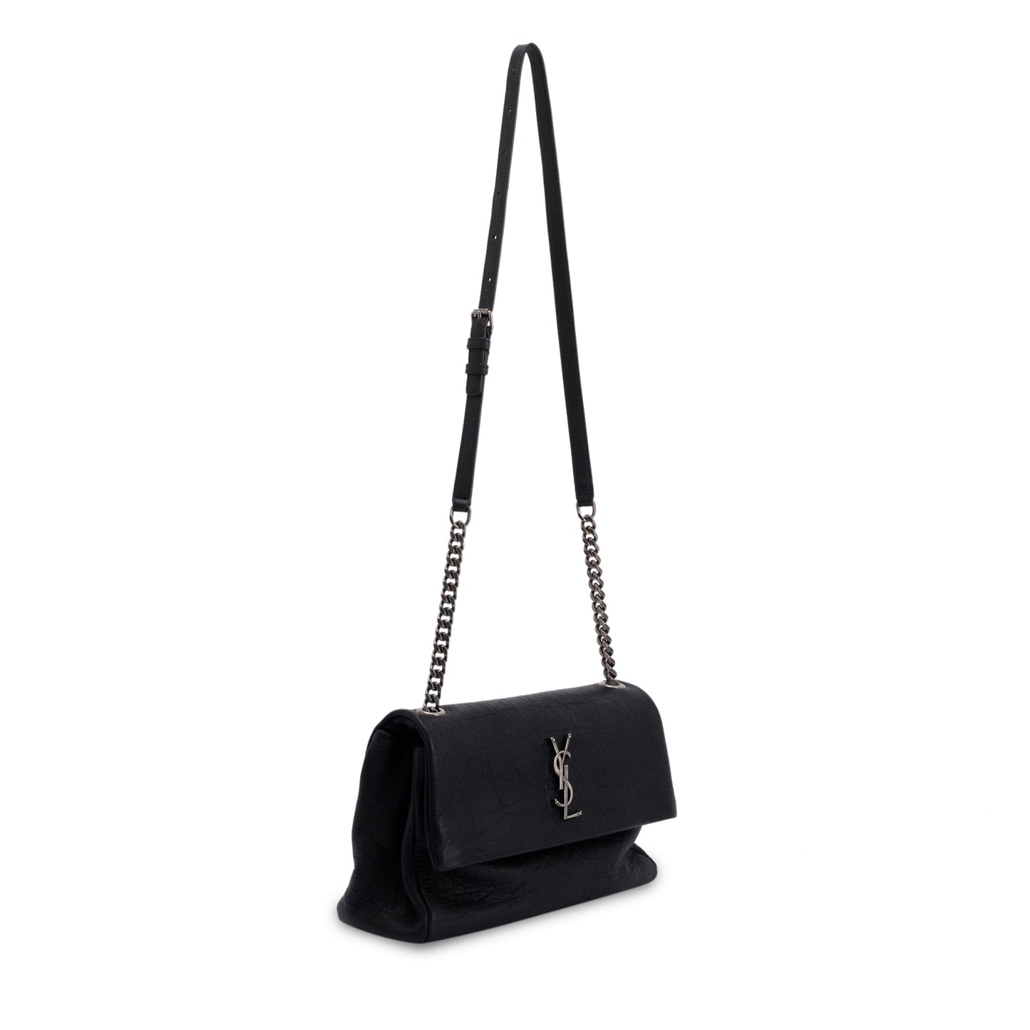 Saint Laurent Crocodile Embossed Medium Monogram West Hollywood Fold-Over Bag
