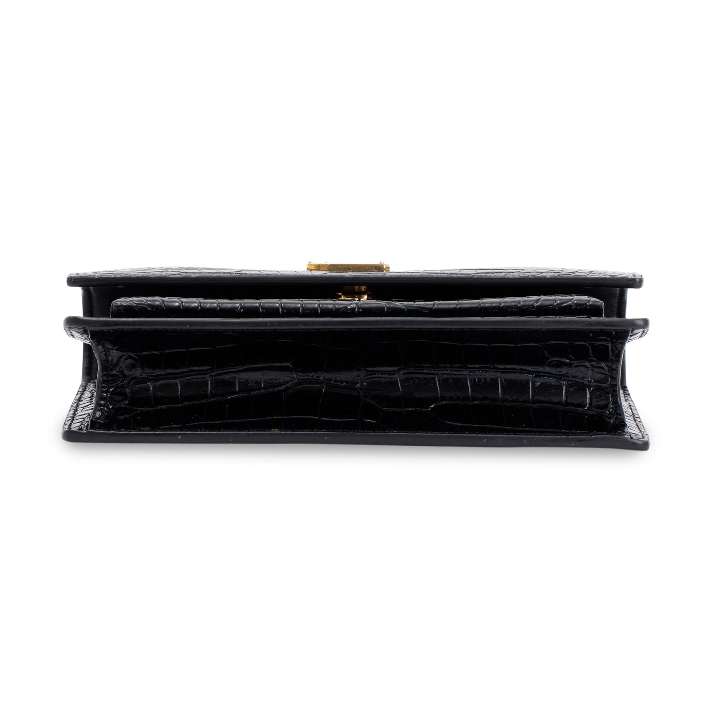 Saint Laurent Crocodile Embossed Sunset Chain Wallet