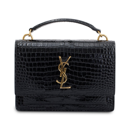 Saint Laurent Crocodile Embossed Sunset Chain Wallet