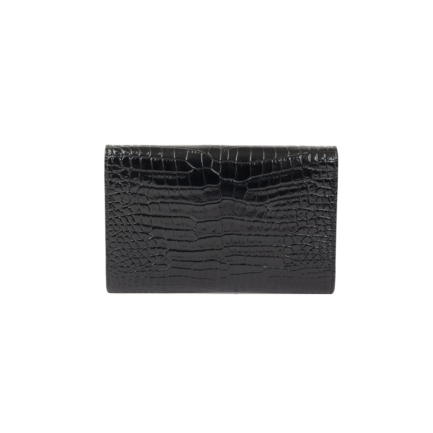 Saint Laurent Crocodile-Embossed Uptown Chain Wallet
