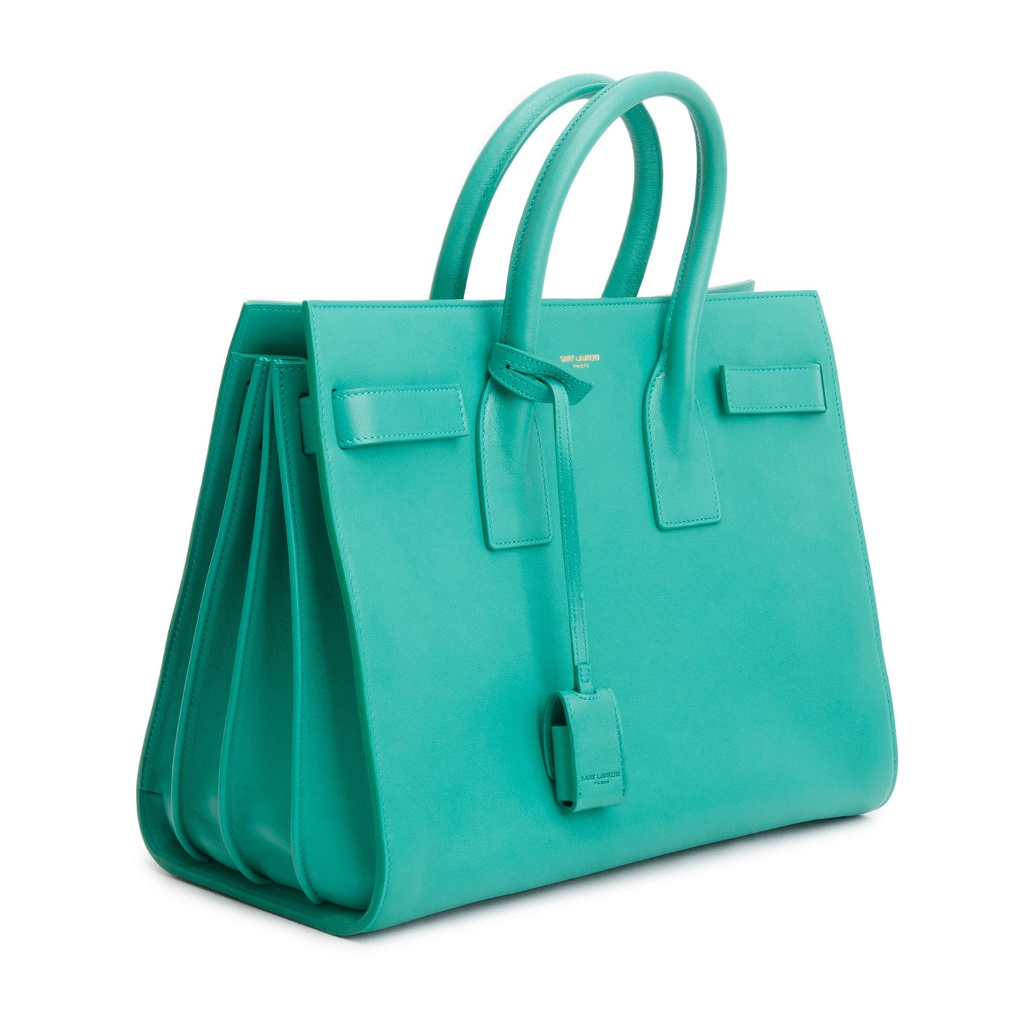 Saint Laurent Green Leather Small Sac De Jour