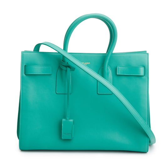 Saint Laurent Green Leather Small Sac De Jour