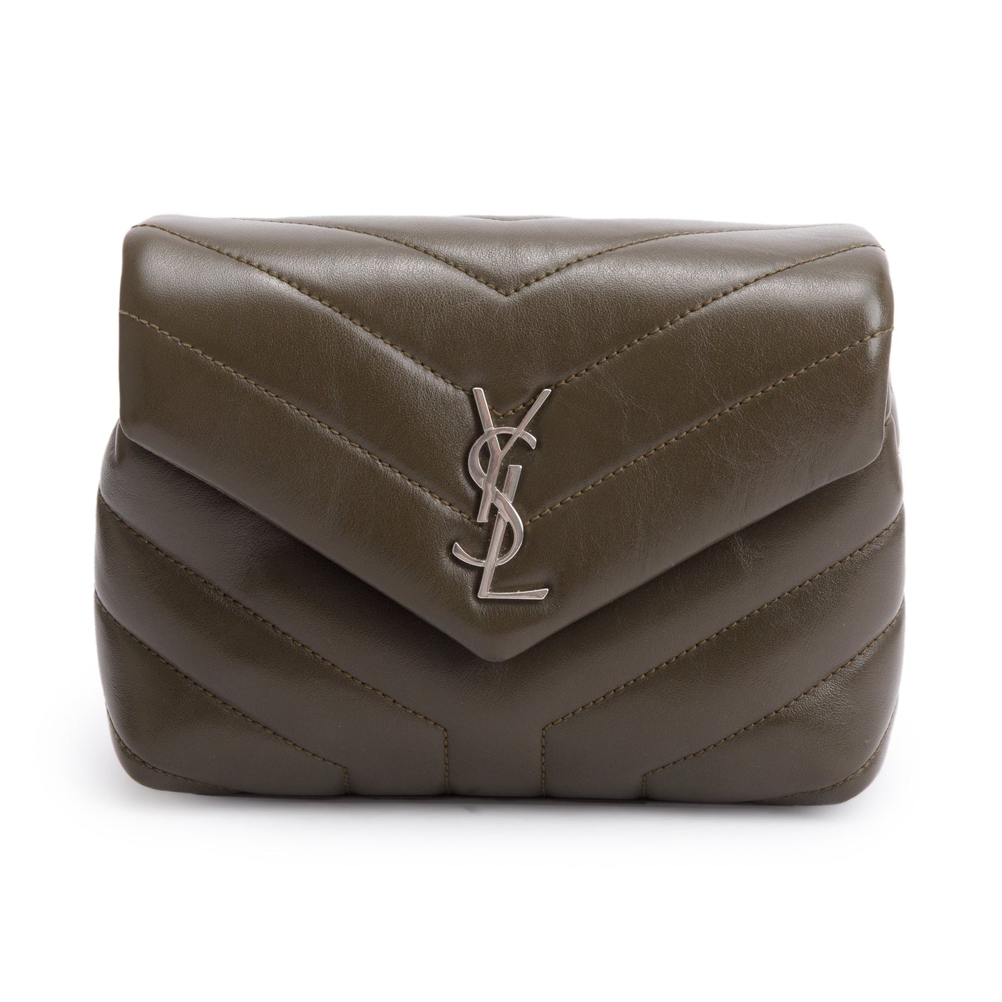 Saint Laurent Green Monogram Matelasse Toy Loulou Crossbody Bag