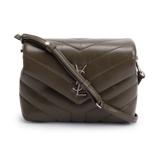 Saint Laurent Green Monogram Matelasse Toy Loulou Crossbody Bag