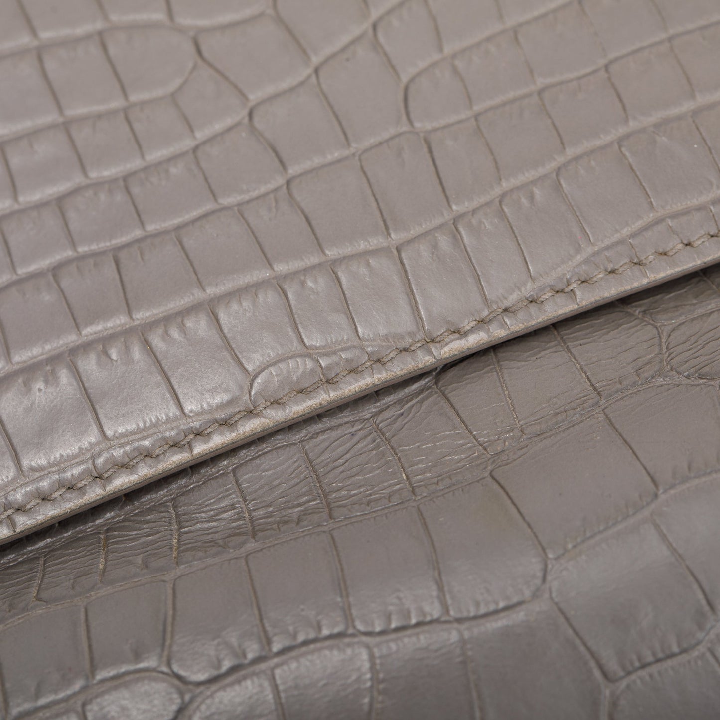 Saint Laurent Grey Crocodile Embossed Sunset Chain Wallet